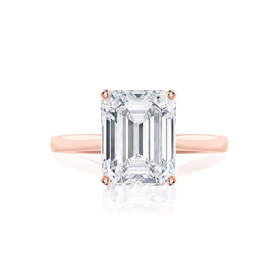 DAHLIA - Emerald Natural Diamond 18k Rose Gold Solitaire