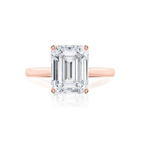 DAHLIA - Emerald Natural Diamond 18k Rose Gold Solitaire