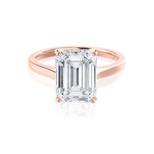 DAHLIA - Emerald Natural Diamond 18k Rose Gold Solitaire