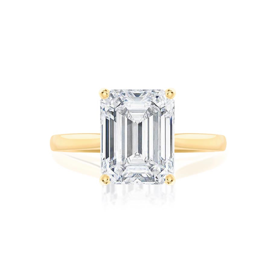 DAHLIA - Emerald Natural Diamond 18k Yellow Gold Solitaire