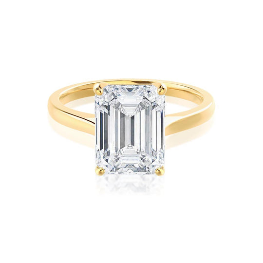 DAHLIA - Emerald Natural Diamond 18k Yellow Gold Solitaire