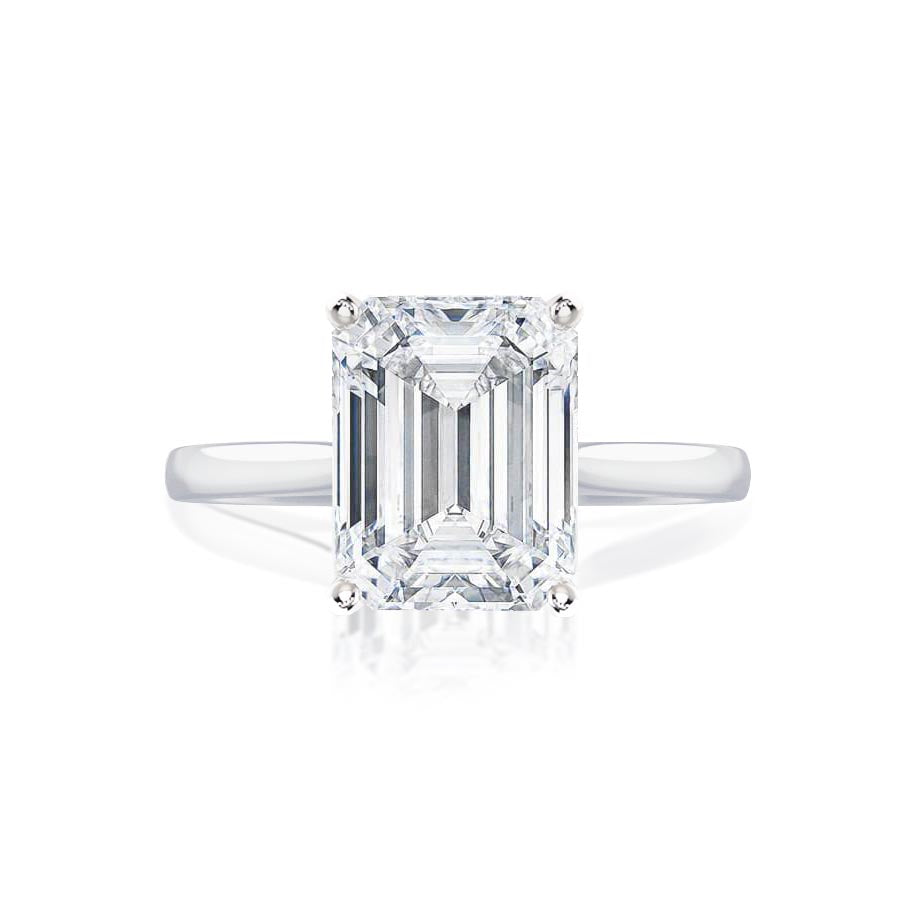 DAHLIA - Emerald Natural Diamond Platinum Solitaire