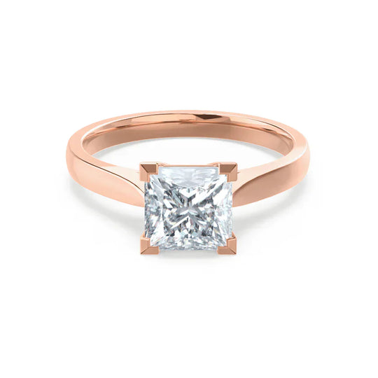 GARDENIA - Princess Natural Diamond 18k Rose Gold Solitaire