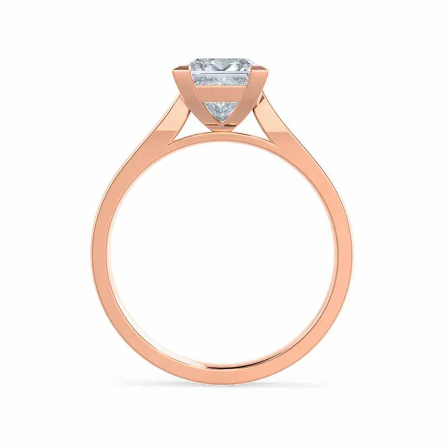 GARDENIA - Princess Natural Diamond 18k Rose Gold Solitaire