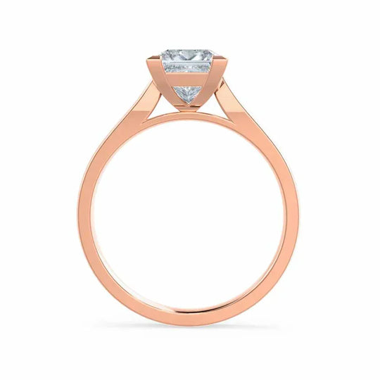GARDENIA - Princess Natural Diamond 18k Rose Gold Solitaire