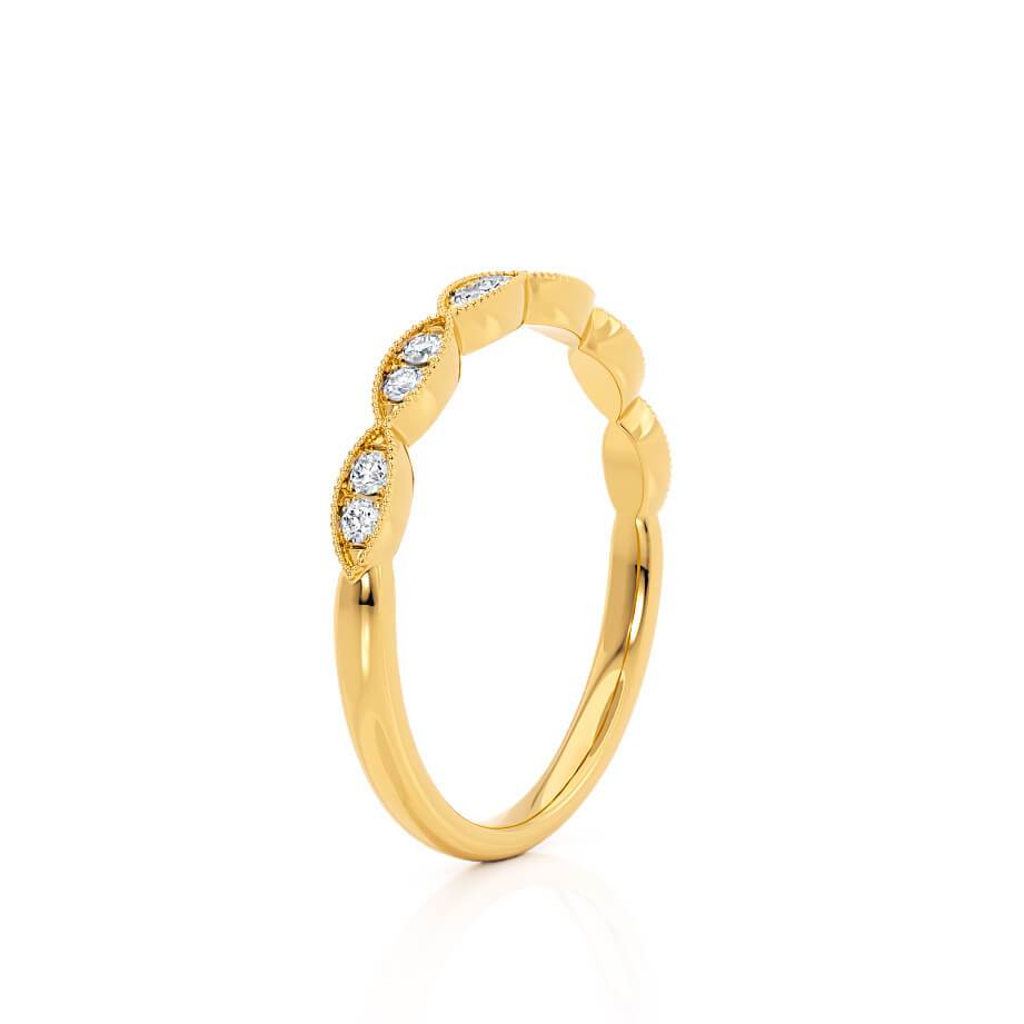 LYRA — Marquise Milgrain Eternity Wedding Band in 18k Yellow Gold