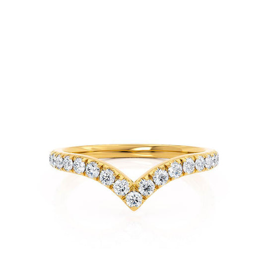VEGA — Wishbone Pavé Eternity Wedding Band in 18k Yellow Gold
