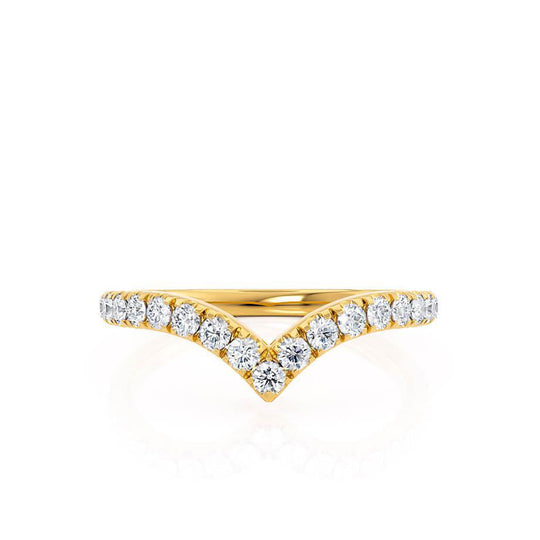 VEGA — Wishbone Pavé Eternity Wedding Band in 18k Yellow Gold