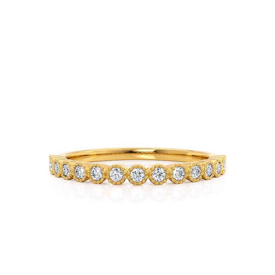 POLARIS — Milgrain Pavé Eternity Wedding Band in 18k Yellow Gold