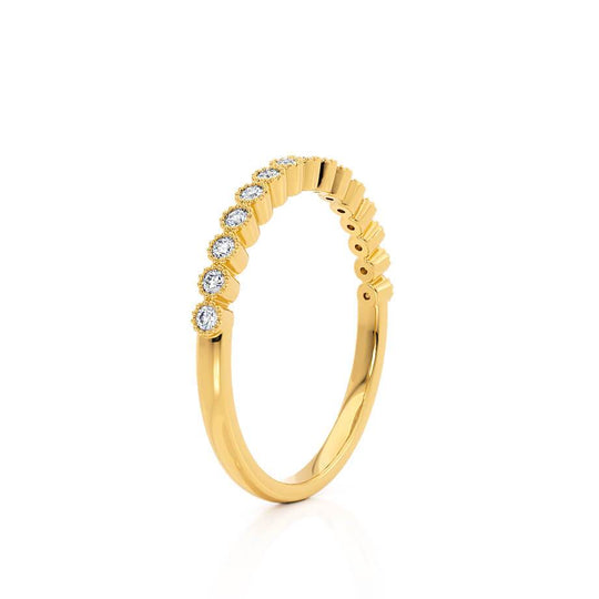 POLARIS — Milgrain Pavé Eternity Wedding Band in 18k Yellow Gold