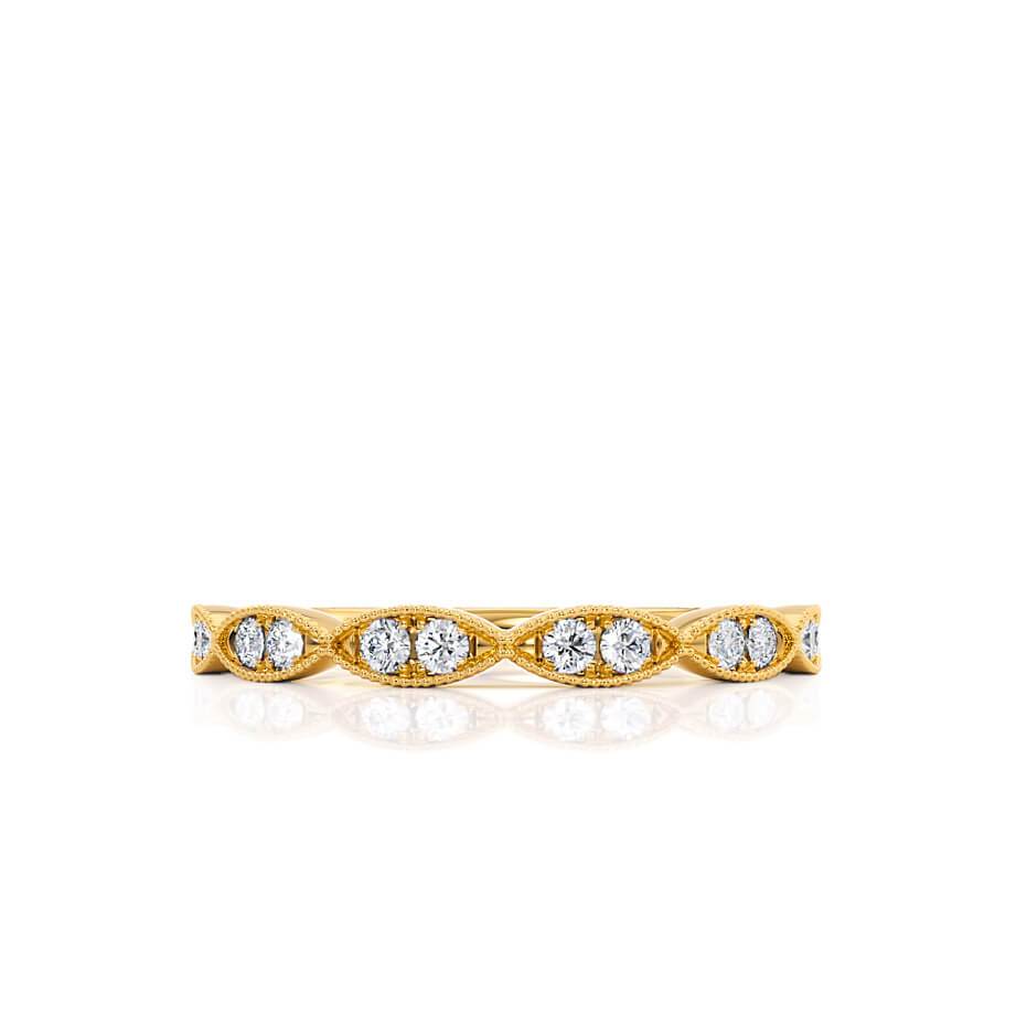 LYRA — Marquise Milgrain Eternity Wedding Band in 18k Yellow Gold