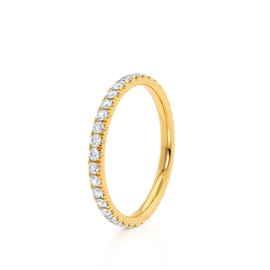 LUNA — Dainty Micro Pavé Eternity Wedding Band in 18k Yellow Gold