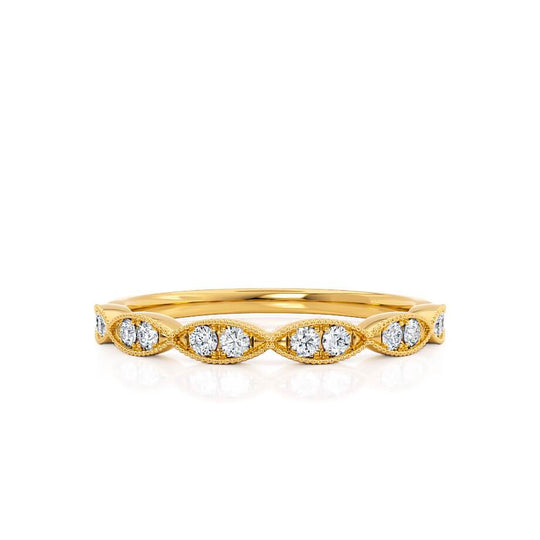 LYRA — Marquise Milgrain Eternity Wedding Band in 18k Yellow Gold