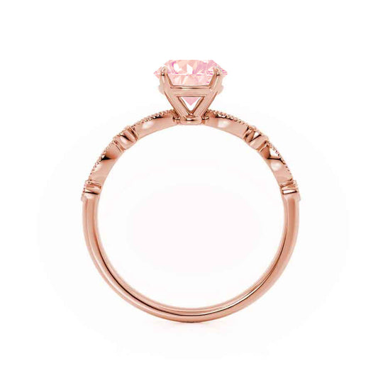 IRIS – Princess-Cut Champagne Lab Sapphire & Diamond Vintage Shoulder Set Ring in 18k Rose Gold