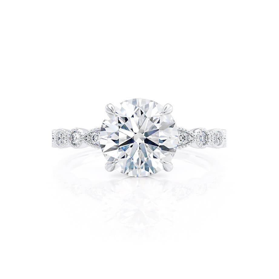 IRIS - Round Natural Diamond 950 Platinum Shoulder Set Ring