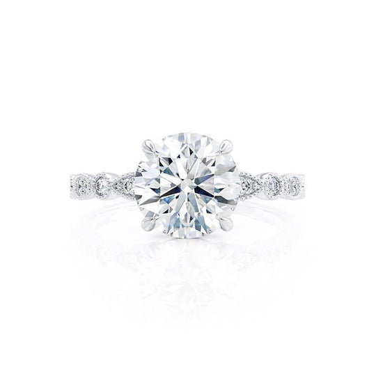 IRIS - Round Natural Diamond 950 Platinum Shoulder Set Ring