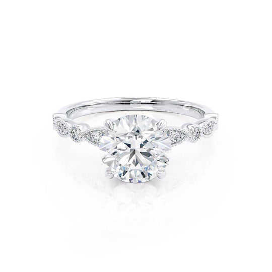 IRIS - Round Natural Diamond 950 Platinum Shoulder Set Ring