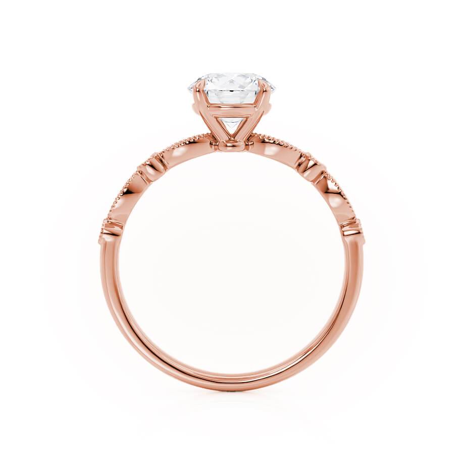 IRIS - Round Natural Diamond 18k Rose Gold Shoulder Set Ring