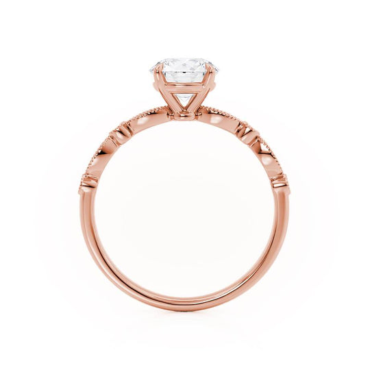 IRIS - Round Natural Diamond 18k Rose Gold Shoulder Set Ring