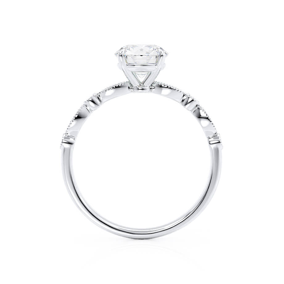 IRIS - Round Natural Diamond 18k White Gold Shoulder Set Ring