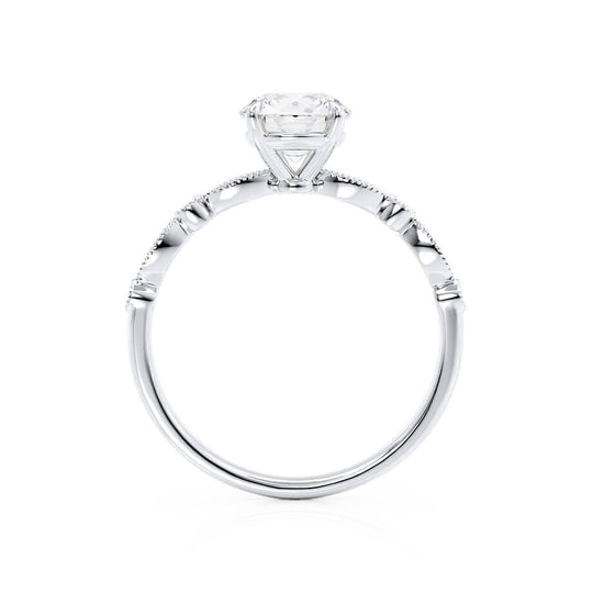 IRIS - Round Natural Diamond 18k White Gold Shoulder Set Ring