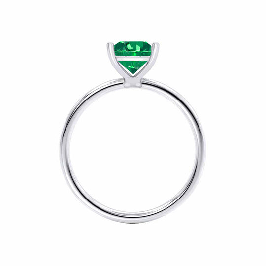 ORCHID – Princess-Cut Lab-Grown Emerald Petite Solitaire Ring in 950 Platinum