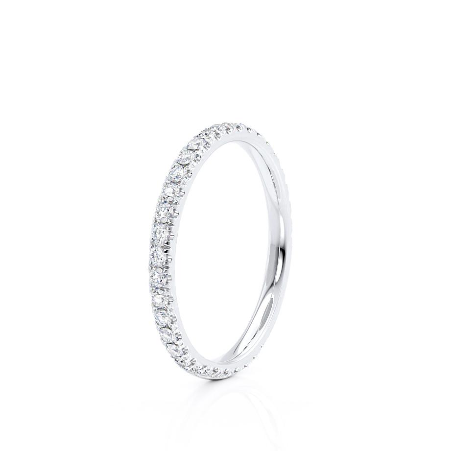LUNA — Dainty Micro Pavé Eternity Wedding Band in 18k White Gold