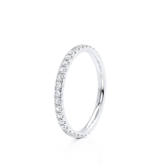 LUNA — Dainty Micro Pavé Eternity Wedding Band in 18k White Gold