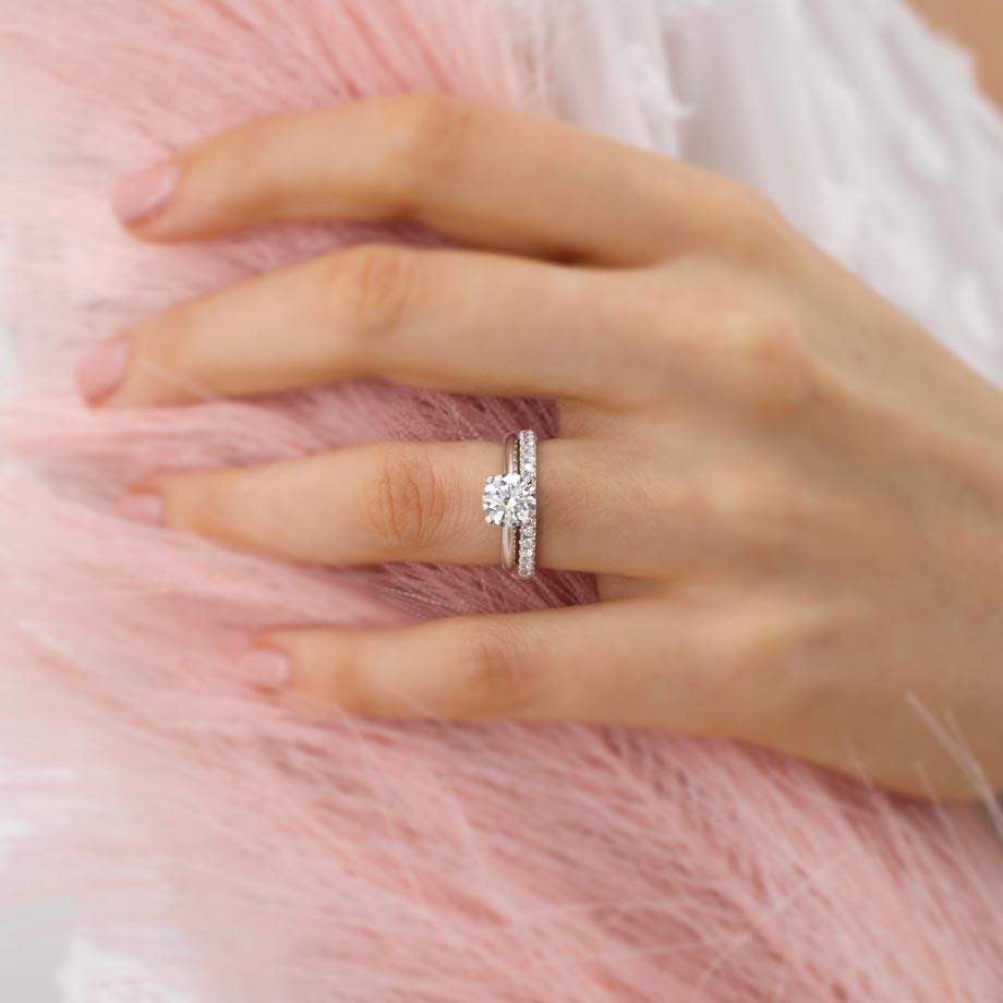 LUNA — Dainty Micro Pavé Eternity Wedding Band in 18k White Gold