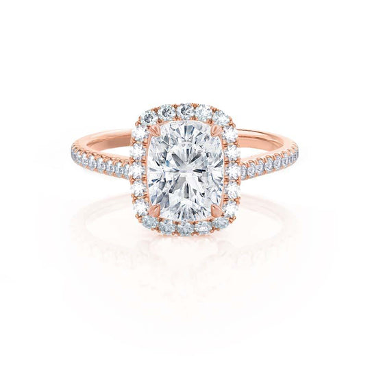 MAGNOLIA - Elongated Cushion Lab Diamond 18k Rose Gold Halo