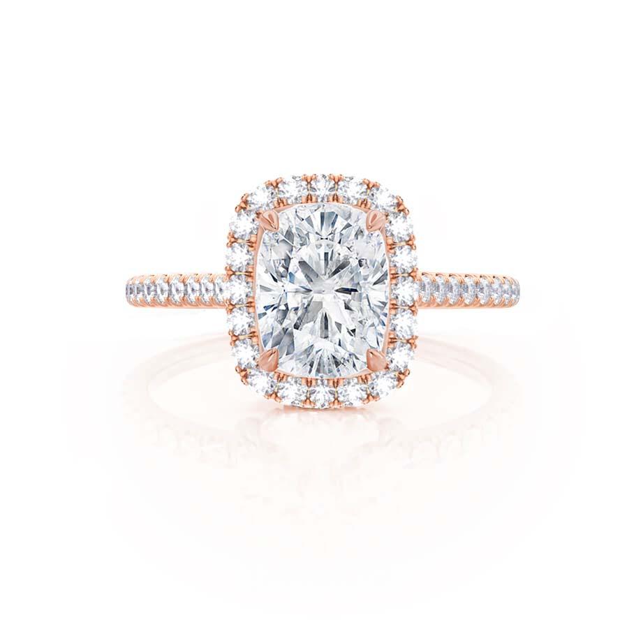 MAGNOLIA - Elongated Cushion Lab Diamond 18k Rose Gold Halo