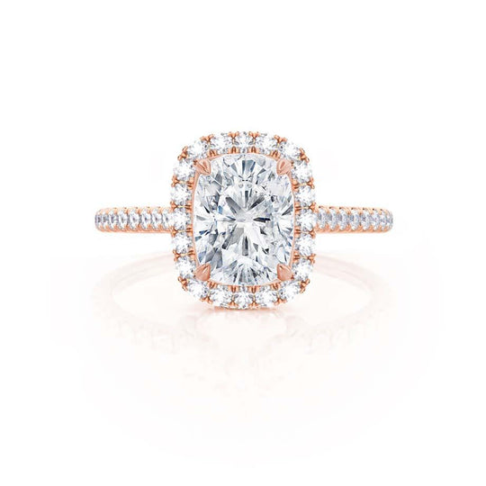 MAGNOLIA - Elongated Cushion Lab Diamond 18k Rose Gold Halo