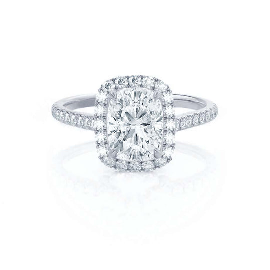 MAGNOLIA - Elongated Cushion Lab Diamond 18k White Gold Halo