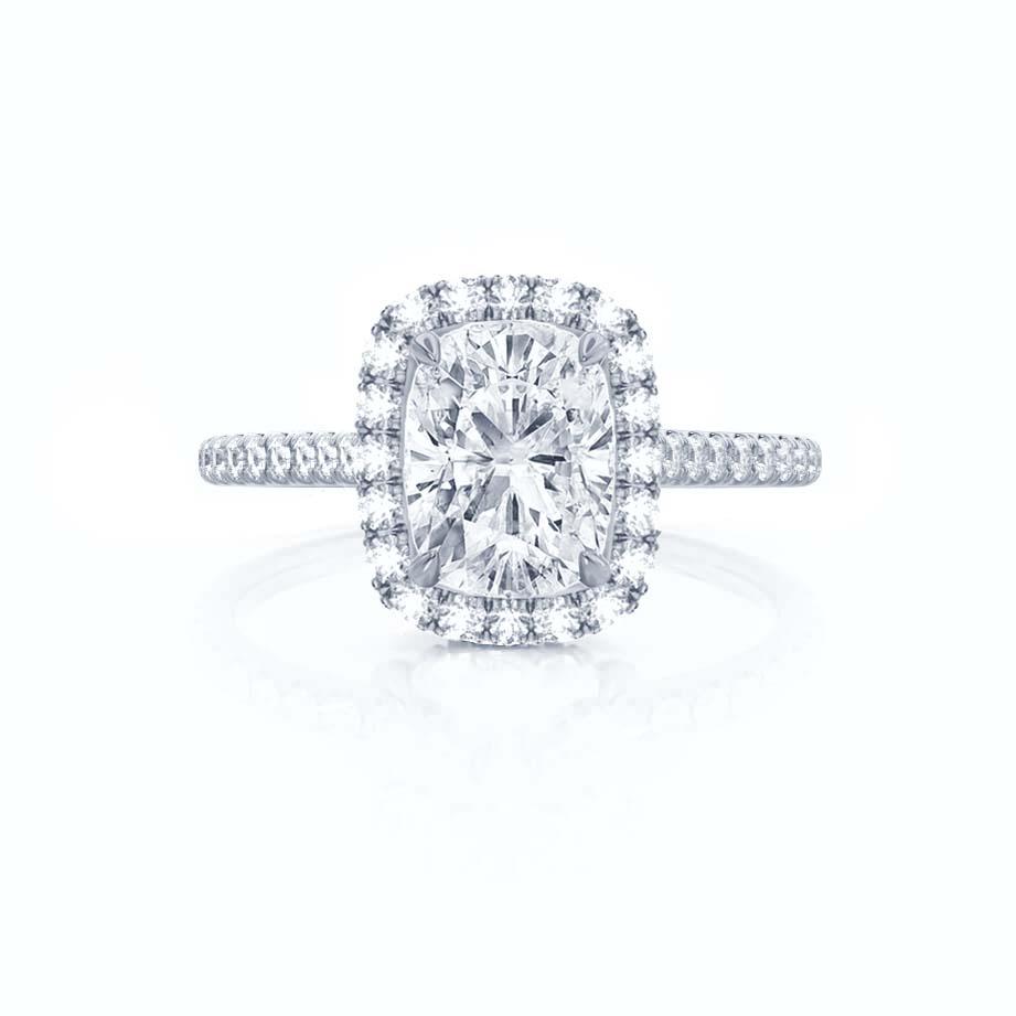 MAGNOLIA - Elongated Cushion Lab Diamond 18k White Gold Halo