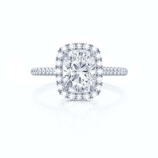 MAGNOLIA - Elongated Cushion Lab Diamond 18k White Gold Halo