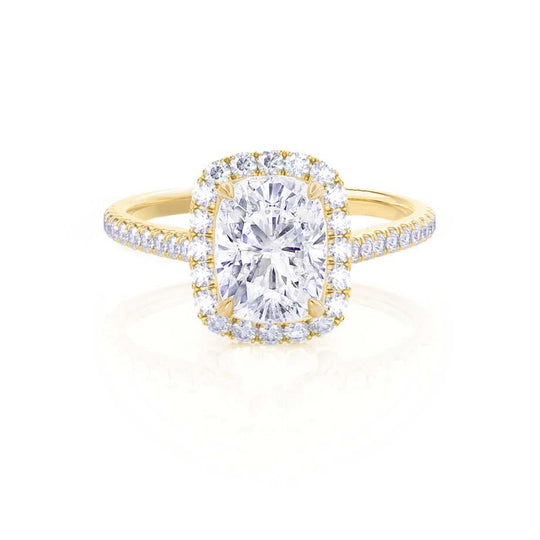 MAGNOLIA - Elongated Cushion Lab Diamond 18k Yellow Gold Halo