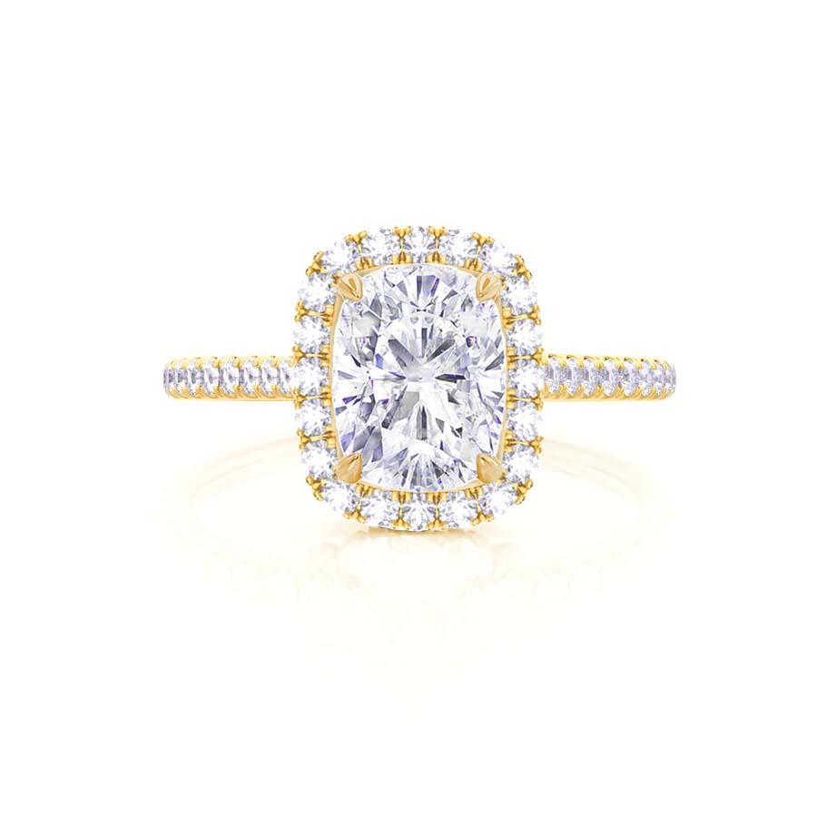 MAGNOLIA - Elongated Cushion Lab Diamond 18k Yellow Gold Halo