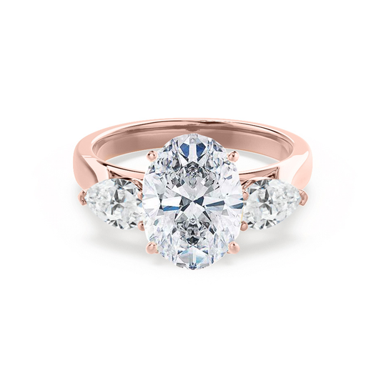 MARIGOLD- Oval Lab Diamond & Pear Lab Diamond 18k Rose Gold Trilogy Ring