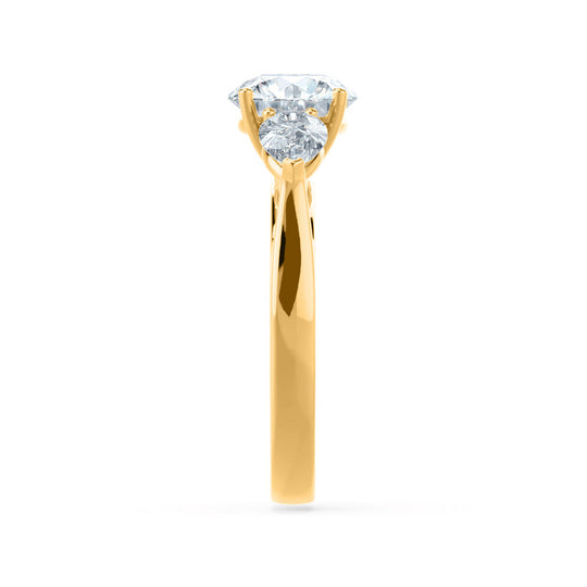 MARIGOLD - Oval Lab Diamond & Pear Lab Diamond 18k Yellow Gold Trilogy Ring