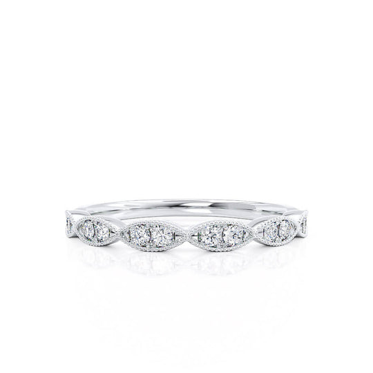 LYRA — Marquise Milgrain Eternity Wedding Band in 18k White Gold
