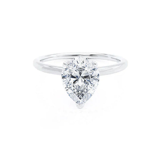 ORCHID- Pear Lab Diamond Platinum Petite Solitaire