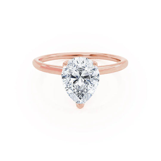 ORCHID- Pear Lab Diamond 18k Rose Gold Petite Solitaire