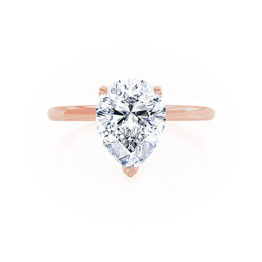 ORCHID- Pear Lab Diamond 18k Rose Gold Petite Solitaire