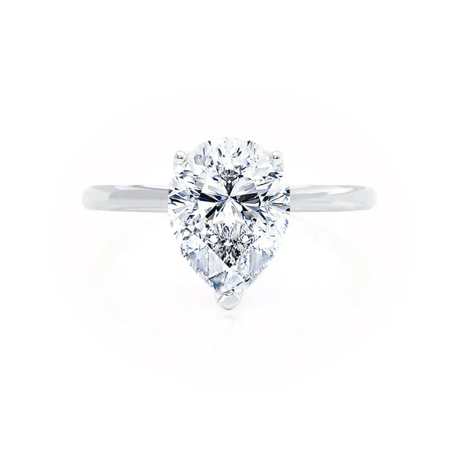 ORCHID - Pear Lab Diamond 18k White Gold Petite Solitaire