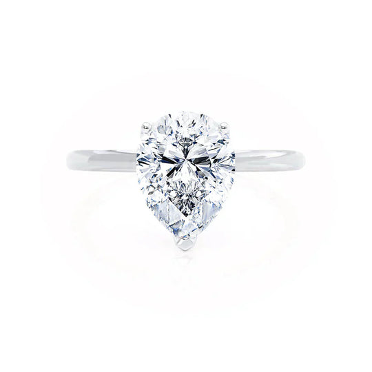 ORCHID - Pear Lab Diamond 18k White Gold Petite Solitaire