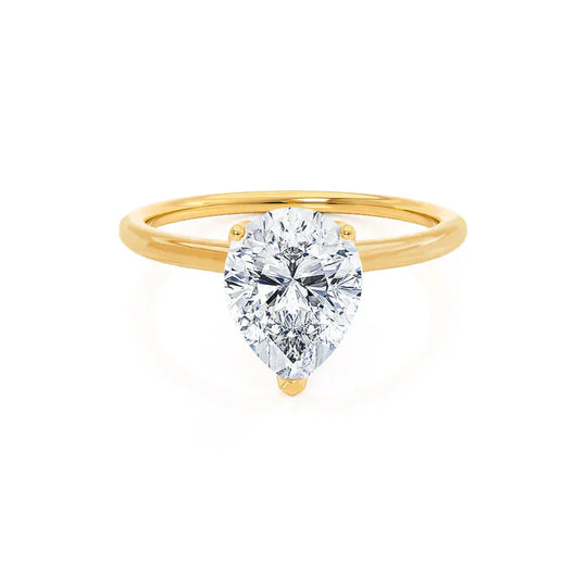 ORCHID - Pear Lab Diamond 18k Yellow Gold Petite Solitaire