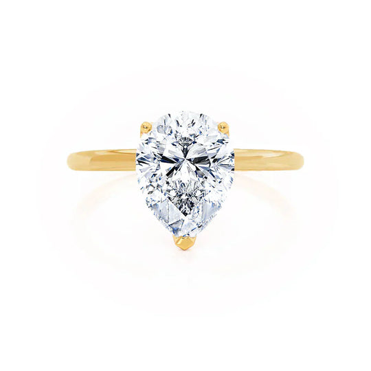 ORCHID - Pear Lab Diamond 18k Yellow Gold Petite Solitaire