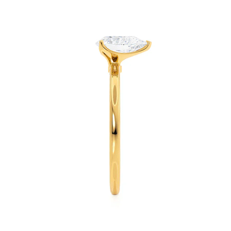 ORCHID - Pear Lab Diamond 18k Yellow Gold Petite Solitaire