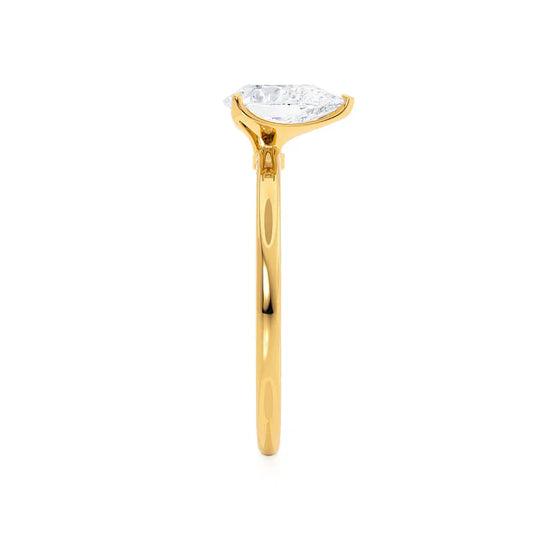 ORCHID - Pear Lab Diamond 18k Yellow Gold Petite Solitaire
