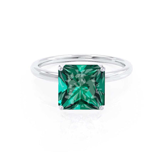 ORCHID – Princess-Cut Lab-Grown Emerald Petite Solitaire Ring in 950 Platinum